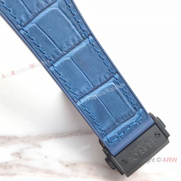 Swiss Replica Hublot Big Bang Classic Fusion 7750 Black Watch Blue Gummy Strap Swiss Replica Hublot Big Bang Classic Fusion 7750 Black Watch Blue Gummy Strap
