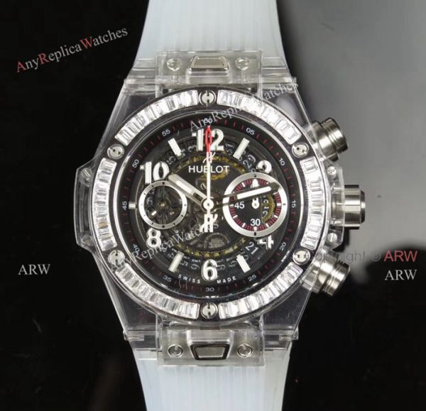 Swiss 7750 Replica Hublot Big Bang Unico Sapphire Black Rubber Band Diamond Bezel Big Band Watch Swiss 7750 Replica Hublot Big Bang Unico Sapphire Black Rubber Band Diamond Bezel Big Band Watch