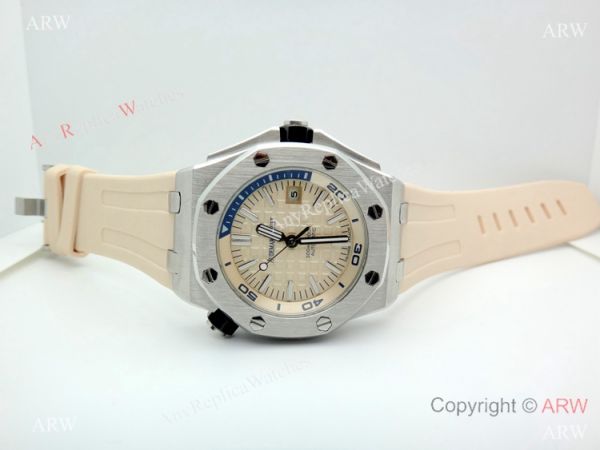 2019 New Audemars Piguet Royal Oak Offshore Diver Watches Beige Dial Beige Rubber Band 2019 New Audemars Piguet Royal Oak Offshore Diver Watches Beige Dial Beige Rubber Band