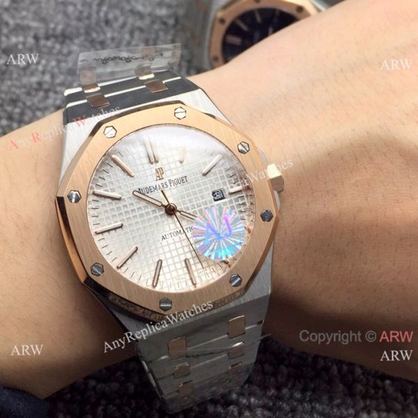 Newest Fake Audemars Piguet Royal Oak Watch Two Tone Rose Gold Silver Dial Newest Fake Audemars Piguet Royal Oak Watch Two Tone Rose Gold Silver Dial
