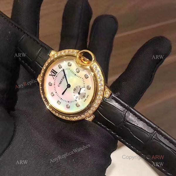 Fake Cartier Ballon Bleu 36mm Watch Gold Case White MOP Face Fake Cartier Ballon Bleu 36mm Watch Gold Case White MOP Face