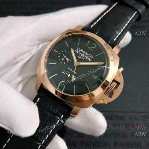 New Replica Panerai Luminor GMT power reserve Watch Rose Gold Green Markers New Replica Panerai Luminor GMT power reserve Watch Rose Gold Green Markers