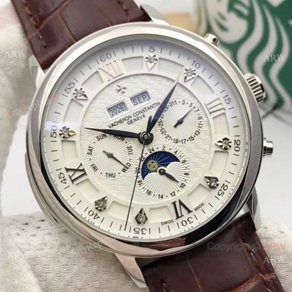 Vacheron Constantin Annual Calendar Moonphase Replica watch SS White Face Vacheron Constantin Annual Calendar Moonphase Replica watch SS White Face