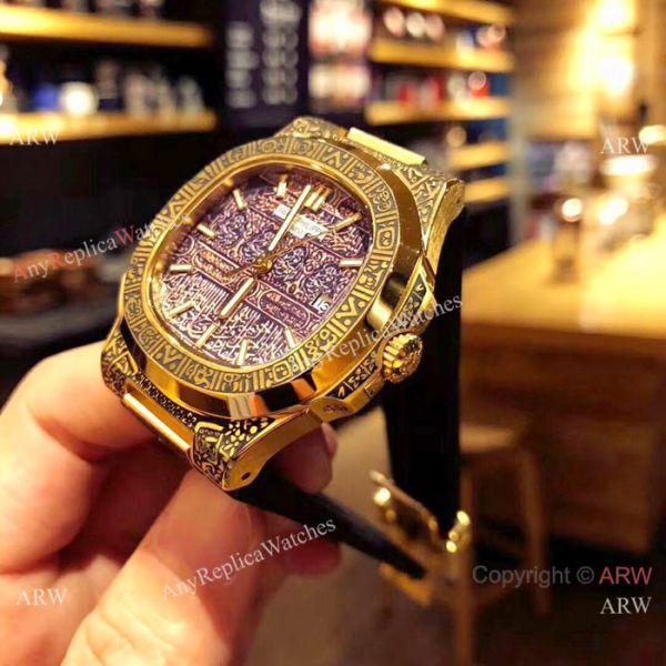Patek Philippe Engraving Nautilus Anniversary Watch Gold Case 40MM Patek Philippe Engraving Nautilus Anniversary Watch Gold Case 40MM