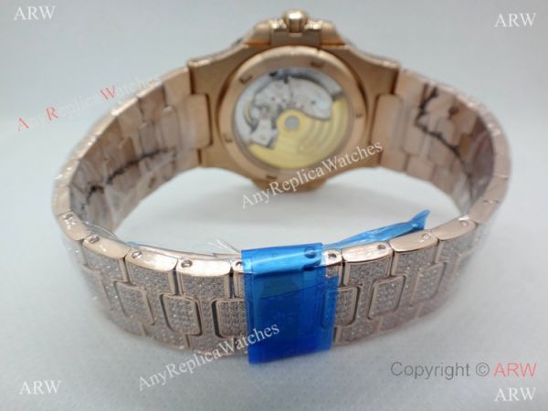 Highest Quality Patek Philippe 5719 Nautilus Jumbo Watch Rose Gold Full Diamond Highest Quality Patek Philippe 5719 Nautilus Jumbo Watch Rose Gold Full Diamond