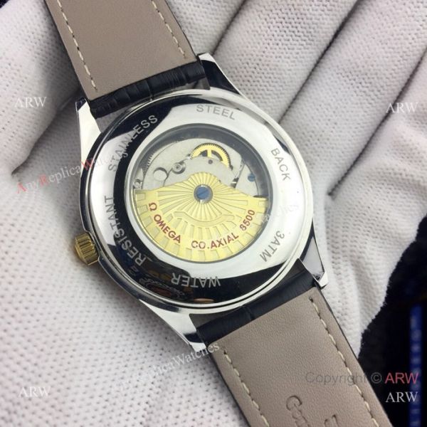 New Omega seamaster 41mm watches Gold Bezel Brown Leather Band New Omega seamaster 41mm watches Gold Bezel Brown Leather Band