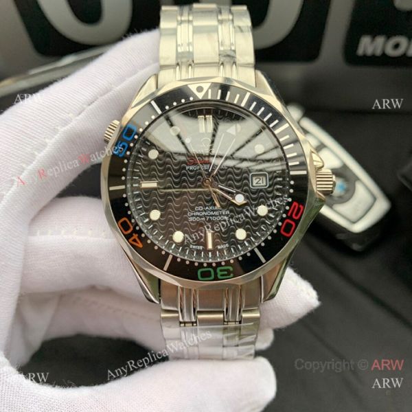 Omega Replica Watches James Bond Stainless steel Colorful bezel Omega Replica Watches James Bond Stainless steel Colorful bezel