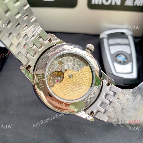 New Copy Omega De Ville Moon Phase 40mm Watches Stainless Steel Black Face New Copy Omega De Ville Moon Phase 40mm Watches Stainless Steel Black Face