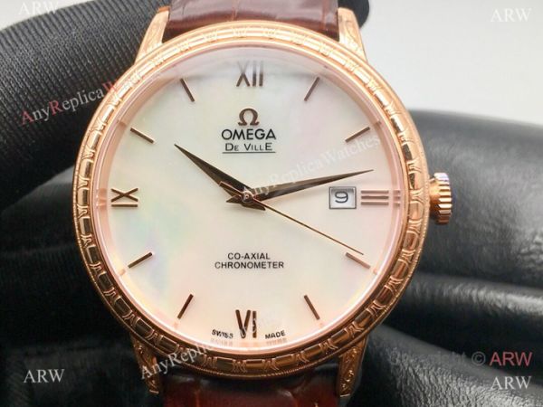 SWISS Replica Omega De Ville Rose Gold Mother of Pearl Dial Watches SWISS Replica Omega De Ville Rose Gold Mother of Pearl Dial Watches