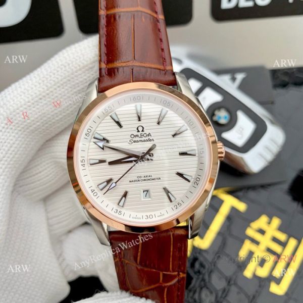Omega Seamaster Aqua Terra Swiss 8900 Watch Rose Gold Bezel Omega Seamaster Aqua Terra Swiss 8900 Watch Rose Gold Bezel