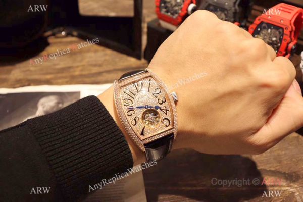 New Franck Muller Tourbillon Rose Gold Iced Out Diamonds Watch New Franck Muller Tourbillon Rose Gold Iced Out Diamonds Watch