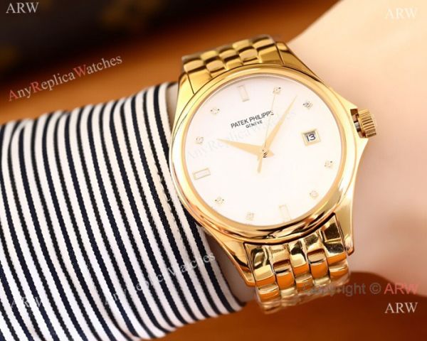Patek Philippe Geneve Calatrava Replica Watch 2-Tone White Dial Patek Philippe Geneve Calatrava Replica Watch 2-Tone White Dial