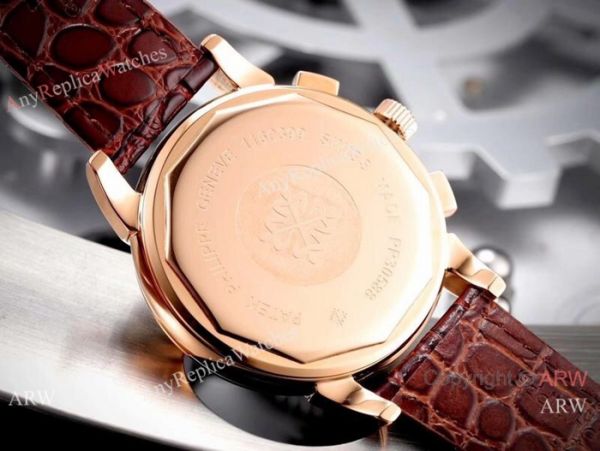 Copy Patek Philippe Geneve Chronograph Watch White Dial Brown Leather Band Copy Patek Philippe Geneve Chronograph Watch White Dial Brown Leather Band