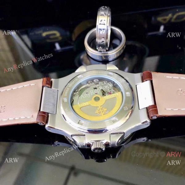 Patek Philippe Nautilus Replica Watches Rose Gold Brown Leather Strap Patek Philippe Nautilus Replica Watches Rose Gold Brown Leather Strap