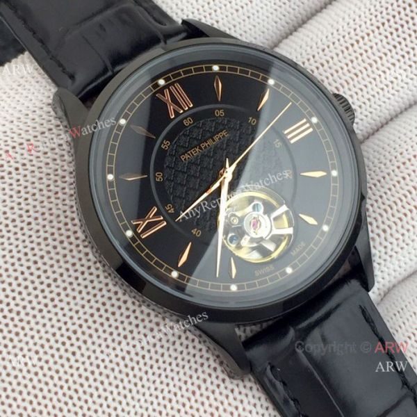 Copy Patek Philippe Tourbillon Men Watch Black Case Red Hand Copy Patek Philippe Tourbillon Men Watch Black Case Red Hand