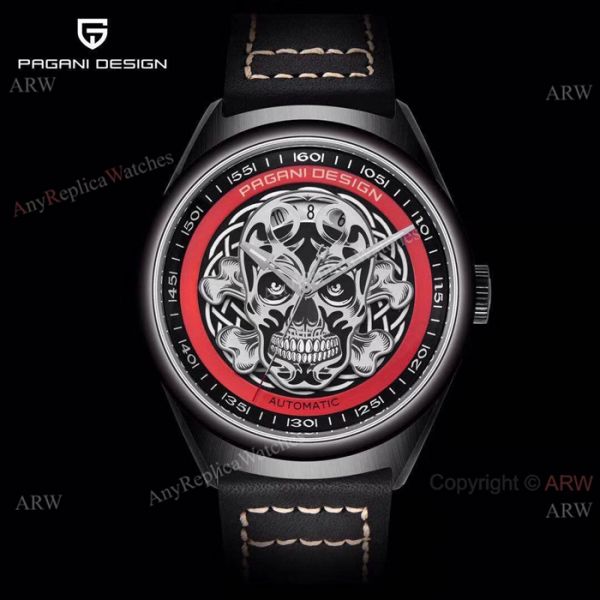 New Replica Pagani Design Black PVD Skeleton Skull Men Watch New Replica Pagani Design Black PVD Skeleton Skull Men Watch