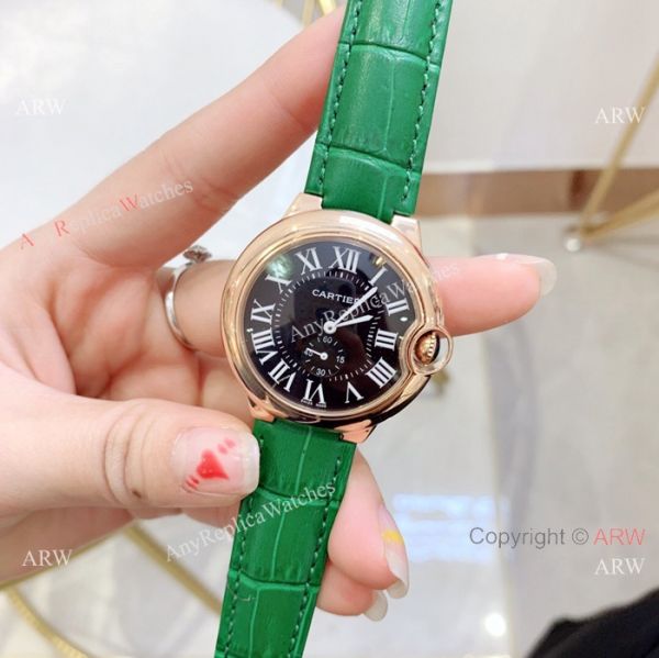 Fake Cartier Ballon Bleu Cartier Watch Lady 36mm Blue Leather Band Fake Cartier Ballon Bleu Cartier Watch Lady 36mm Blue Leather Band