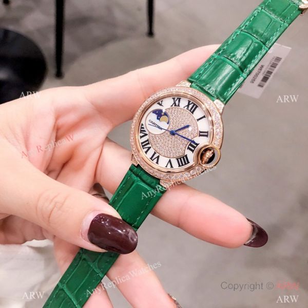 Fake Cartier Ballon Bleu Rose Gold Diamond Watches 36mm Lady Fake Cartier Ballon Bleu Rose Gold Diamond Watches 36mm Lady
