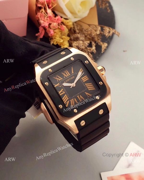 Japan Grade Replica Cartier Santos 100 Rose Gold Watch 35mm Japan Grade Replica Cartier Santos 100 Rose Gold Watch 35mm
