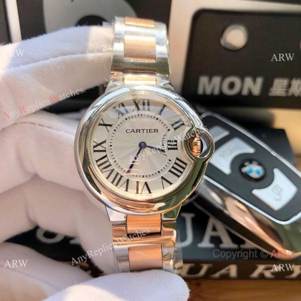 Cartier Ballon Bleu 33mm 2-Tone Rose Gold Silver Dial Womens Fake Cartier Watch Cartier Ballon Bleu 33mm 2-Tone Rose Gold Silver Dial Womens Fake Cartier Watch