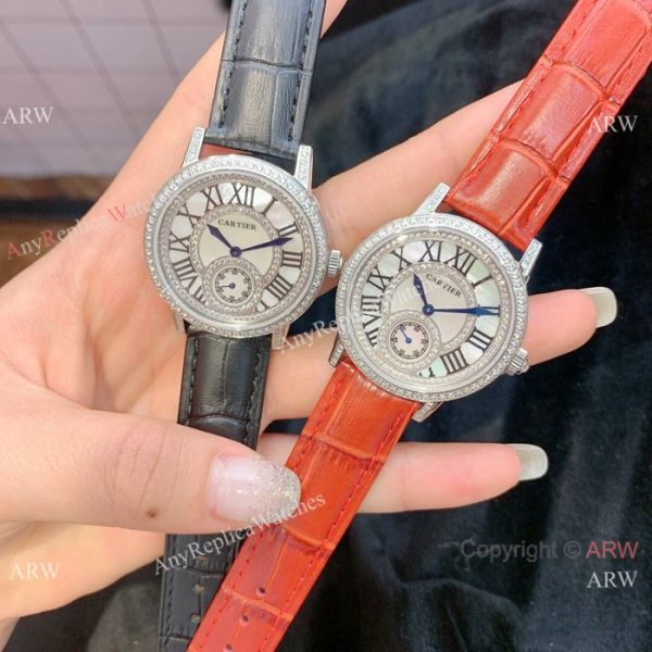 Fashion Cartier Watch Lady Diamond Bezel Black Leather Strap Fashion Cartier Watch Lady Diamond Bezel Black Leather Strap