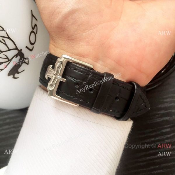 Copy Jaeger-LeCoultre Tourbillon SS Black Leather Strap Watch Copy Jaeger-LeCoultre Tourbillon SS Black Leather Strap Watch