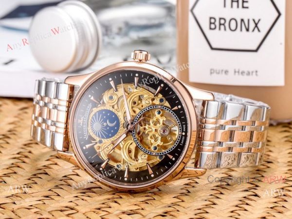 Copy Jaeger Lecoultre Skeleton Moon Phase Two Tone Rose Gold Watch Copy Jaeger Lecoultre Skeleton Moon Phase Two Tone Rose Gold Watch