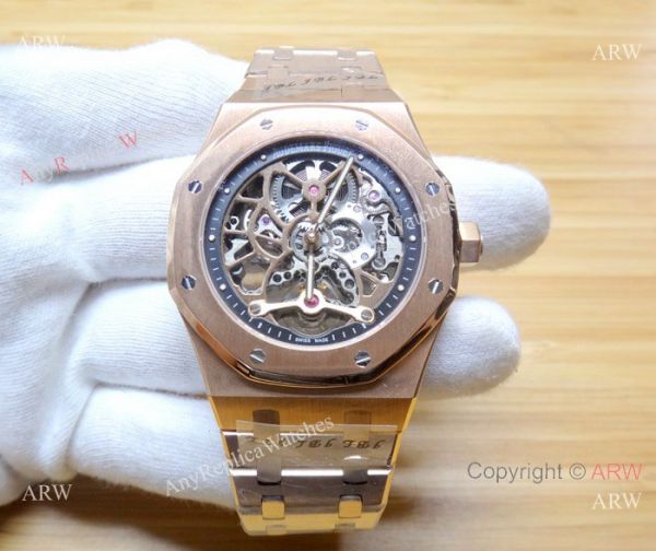 JF Fake Audemars Piguet Royal Oak Rose Gold Skeleton Watch JF Fake Audemars Piguet Royal Oak Rose Gold Skeleton Watch