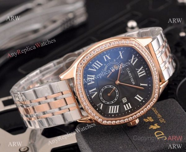New Copy Cartier Drive de Moonphase Watch White Dial Black Leather Band New Copy Cartier Drive de Moonphase Watch White Dial Black Leather Band
