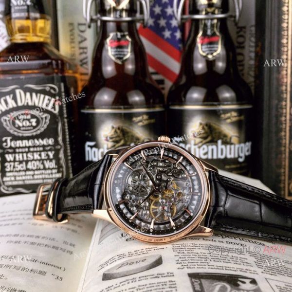 Best Quality Replica Jaeger-LeCoultre Skeleton Rose Gold Men Watch Best Quality Replica Jaeger-LeCoultre Skeleton Rose Gold Men Watch