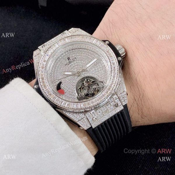 Luxury Copy Hublot Big Bang Tourbillon Iced Out Watch Black Rubber Band Luxury Copy Hublot Big Bang Tourbillon Iced Out Watch Black Rubber Band