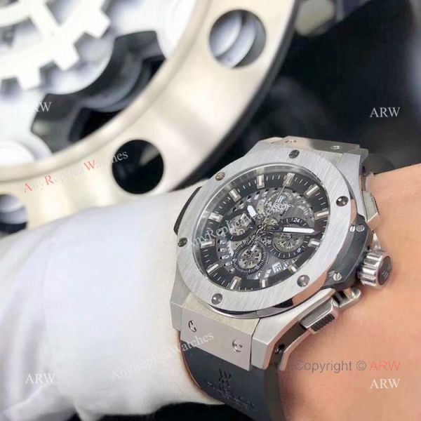 Fake Hublot Big Bang Chronograph Men Watch SS Black Rubber Band Fake Hublot Big Bang Chronograph Men Watch SS Black Rubber Band