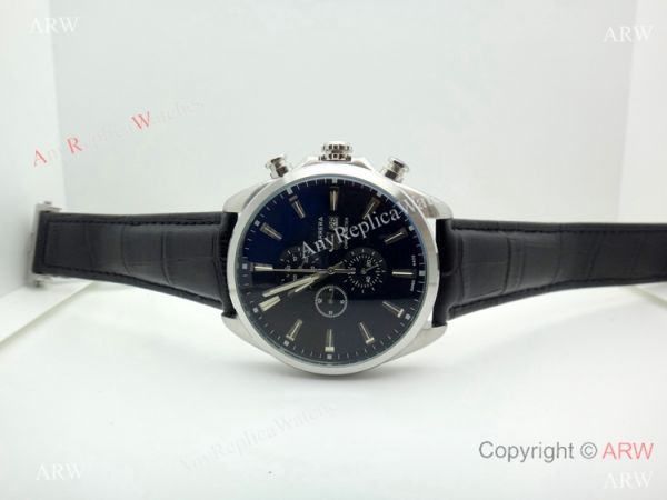 Copy Tag Heuer Carrera Chronograph Watch SS Black Leather Strap Copy Tag Heuer Carrera Chronograph Watch SS Black Leather Strap