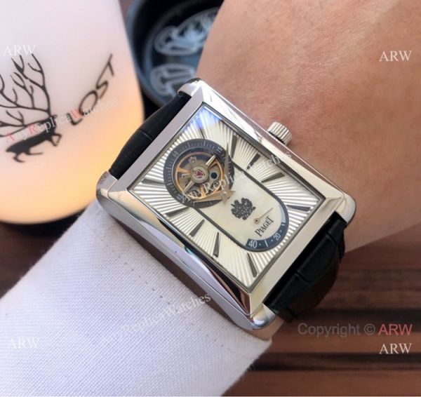 2019 Replica Piaget Black Tie Watches Power Reserve Face Brown Leather Band 2019 Replica Piaget Black Tie Watches Power Reserve Face Brown Leather Band
