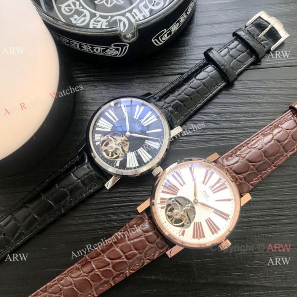 Clone Piaget Tourbillon Rose Gold White Roman Dial Men Watch Clone Piaget Tourbillon Rose Gold White Roman Dial Men Watch
