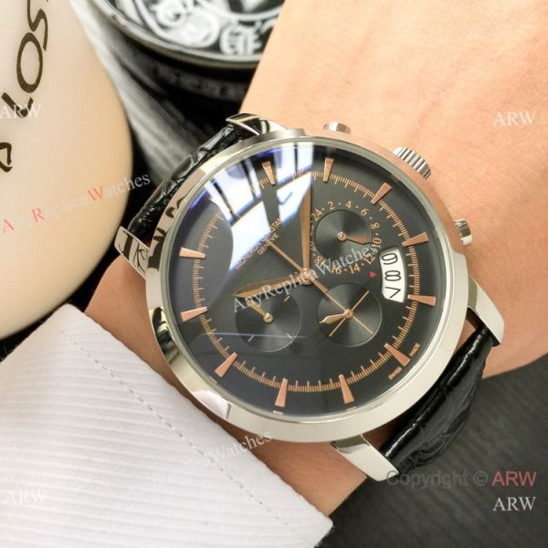 Best Copy Vacheron Constantin Chronograph Watch Silver Dial Black Leather strap Best Copy Vacheron Constantin Chronograph Watch Silver Dial Black Leather strap