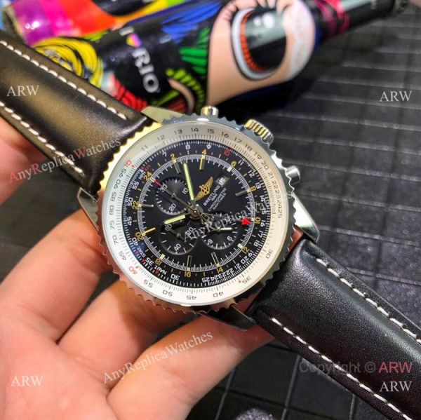 Copy Breitling Navitimer world GMT Chrono Watch Blue Dial Blue Leather Strap Copy Breitling Navitimer world GMT Chrono Watch Blue Dial Blue Leather Strap