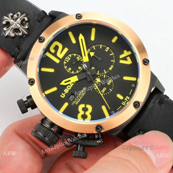 U Boat Classico U-72 Replica Watches Rose Gold Bezel Black Dial U Boat Classico U-72 Replica Watches Rose Gold Bezel Black Dial