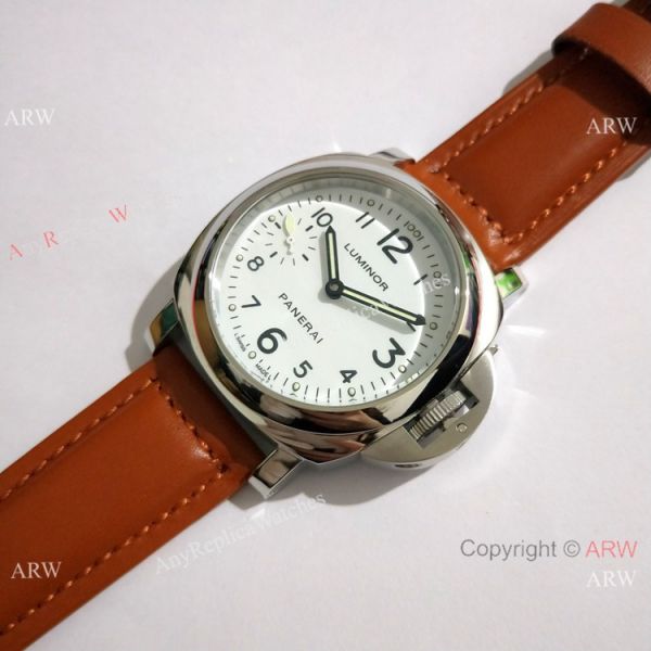 Copy Luminor Panerai White Dial Brown Leather Band Watch 44mm PAM00113 Copy Luminor Panerai White Dial Brown Leather Band Watch 44mm PAM00113
