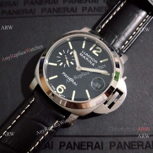 Best Replica Panerai Luminor Marina SS Black Dial Watch 40mm Women Best Replica Panerai Luminor Marina SS Black Dial Watch 40mm Women