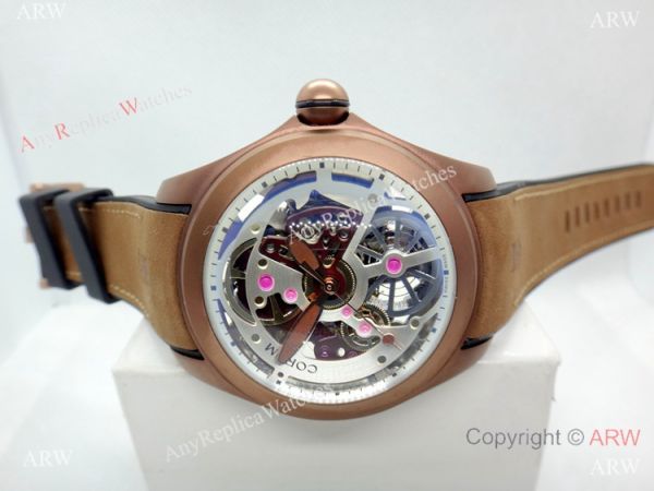 Copy Corum Bubble Squelette Automatic Watch Brown Case White Face Copy Corum Bubble Squelette Automatic Watch Brown Case White Face