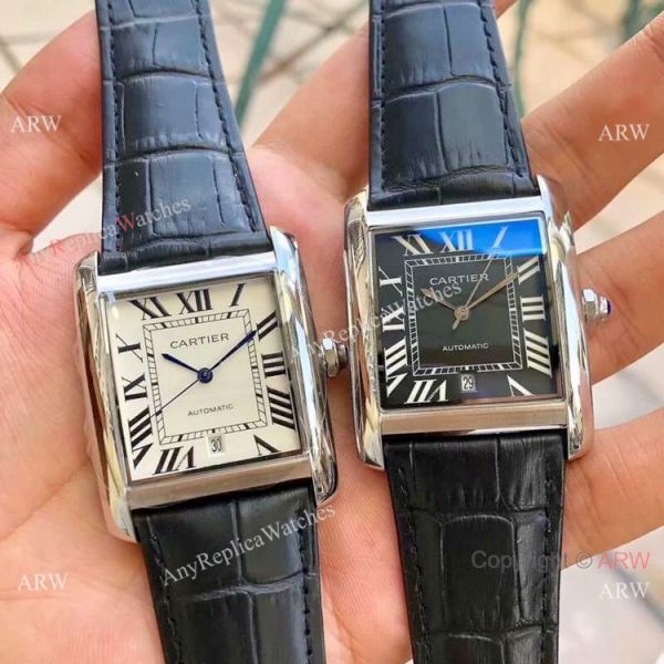 Buy Replica CARTIER Tank Automatic Watches SS Black Dial Buy Replica CARTIER Tank Automatic Watches SS Black Dial