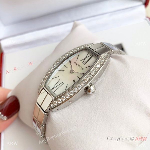 Cartier Mini Tonneau White MOP Dial Stainless Steel women Watch Best Replica Cartier Mini Tonneau White MOP Dial Stainless Steel women Watch Best Replica