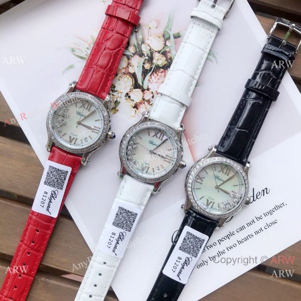 Copy Chopard Happy Sport 36mm Watch SS Diamond White MOP Dial Copy Chopard Happy Sport 36mm Watch SS Diamond White MOP Dial