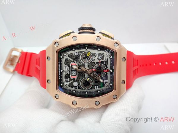 Richard Mille Flyback RM 11-03 Replica Watches Rose Gold Red Rubber Band Richard Mille Flyback RM 11-03 Replica Watches Rose Gold Red Rubber Band