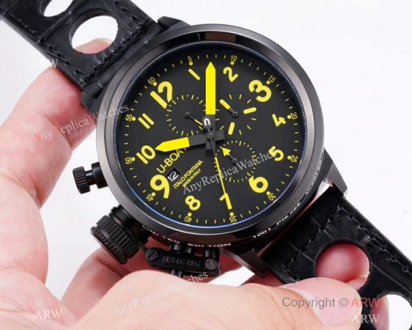 High Quality U Boat U-7750-55 Flightdeck Watch Black Case Yellow Markers High Quality U Boat U-7750-55 Flightdeck Watch Black Case Yellow Markers