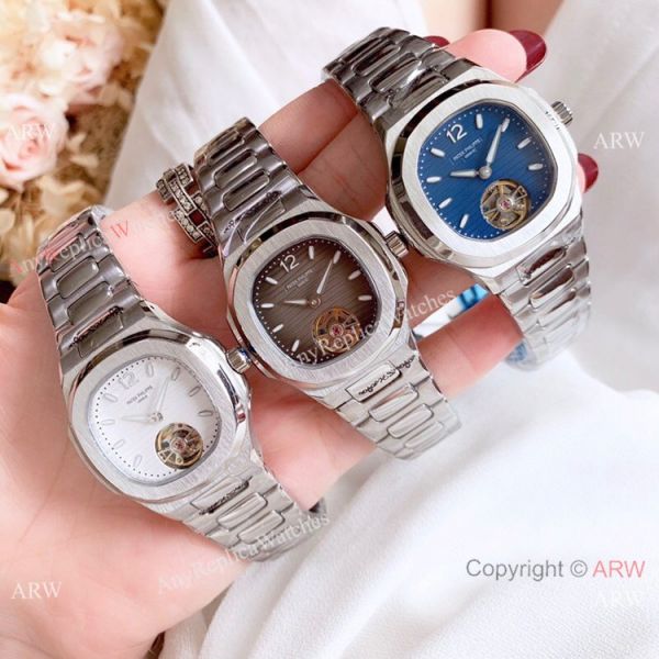 New Copy Patek Philippe Nautilus Womens 34mm Watch with Blue Tourbillon Dial New Copy Patek Philippe Nautilus Womens 34mm Watch with Blue Tourbillon Dial