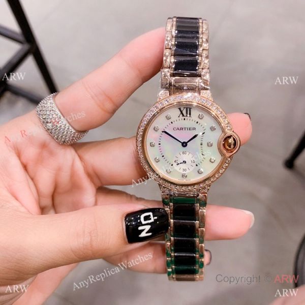 Cartier Ballon Bleu de 36mm Quartz Watch Black Ceramic Silver Cartier Ballon Bleu de 36mm Quartz Watch Black Ceramic Silver