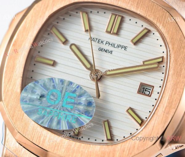 (OE) Swiss Replica Patek Philippe 5713 G Nautilus Watch Rose Gold White Face (OE) Swiss Replica Patek Philippe 5713 G Nautilus Watch Rose Gold White Face