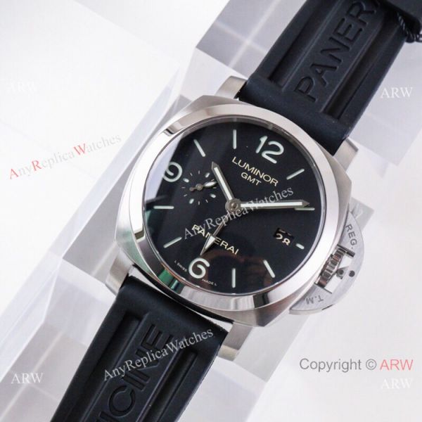 (VS) Super Clone Panerai Luminor 1950 GMT 44mm Watch Black Dial Rubber Strap (VS) Super Clone Panerai Luminor 1950 GMT 44mm Watch Black Dial Rubber Strap